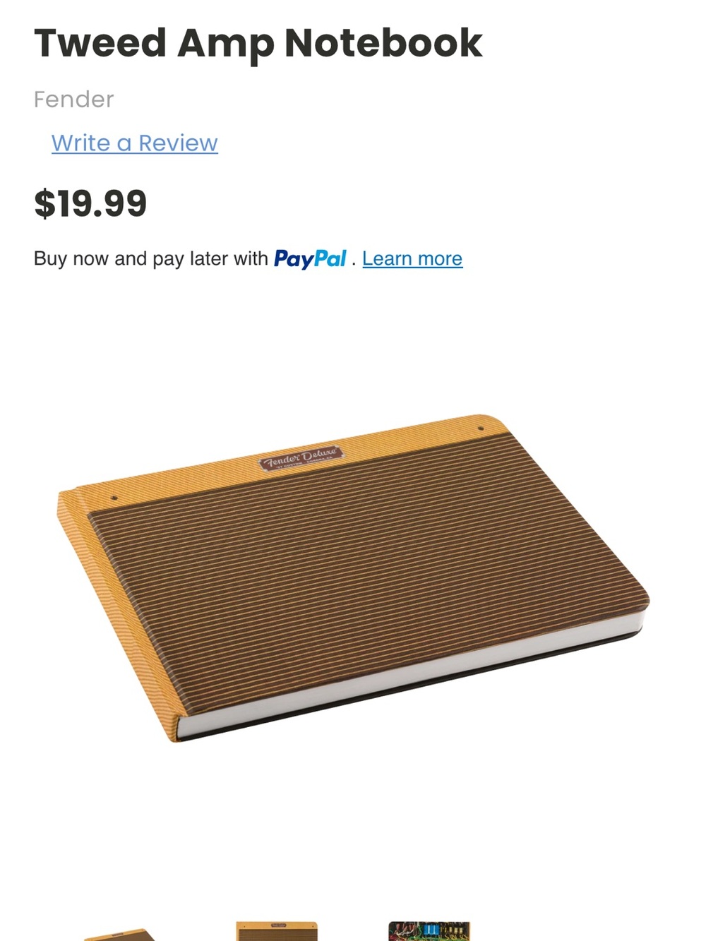 Fender Tweed Amp Style hardback Notebook